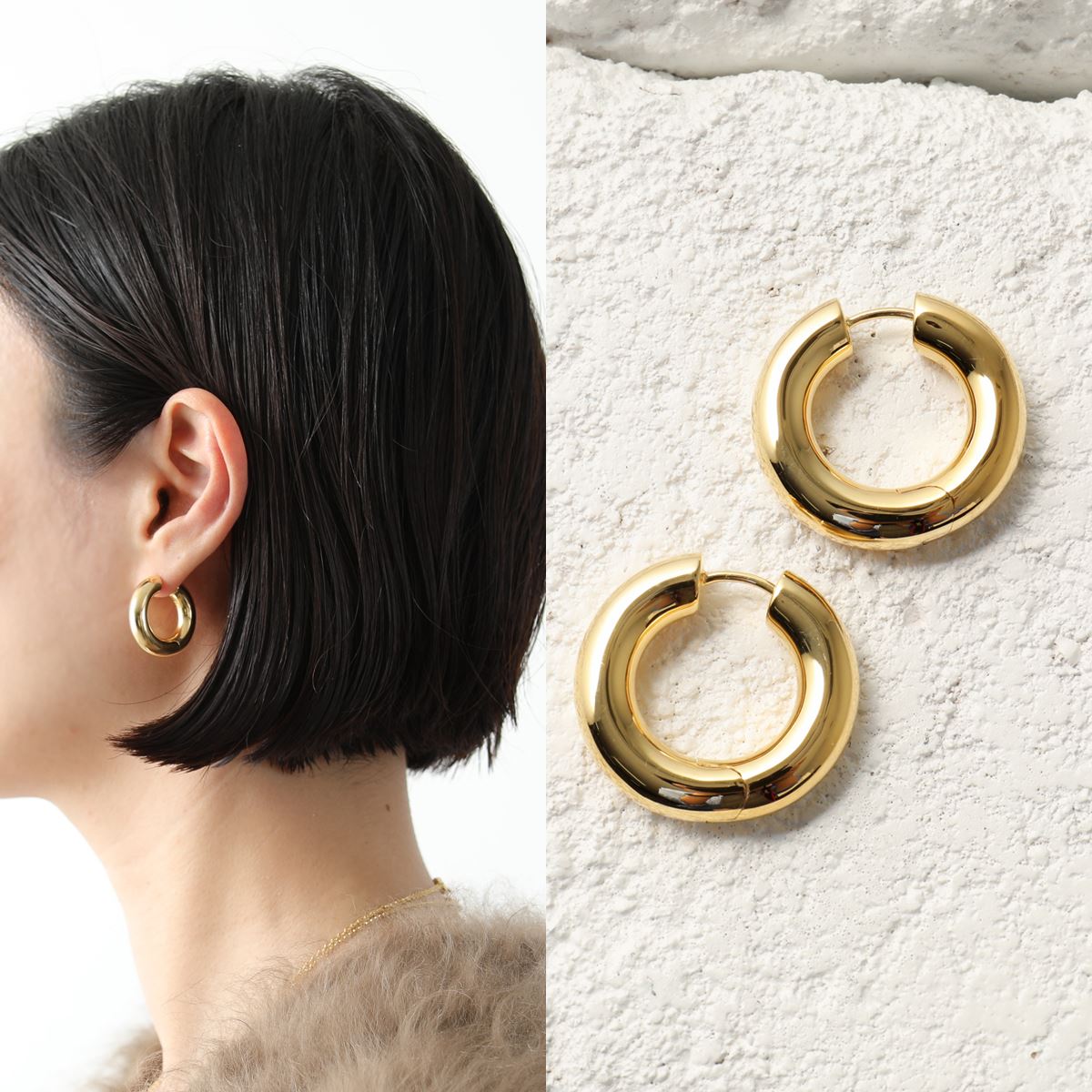 楽天市場】TOMWOOD トムウッド ピアス Chunky Hoops Medium Gold