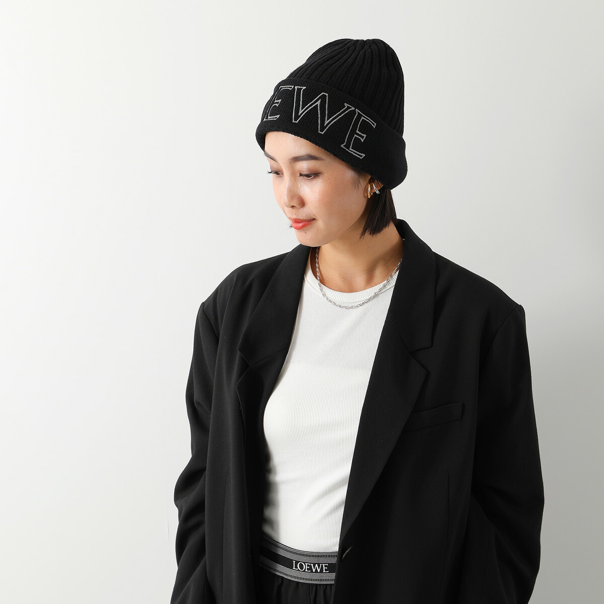 楽天市場】LOEWE ロエベ ニット帽 F000257X38 レディース ウール ロゴ