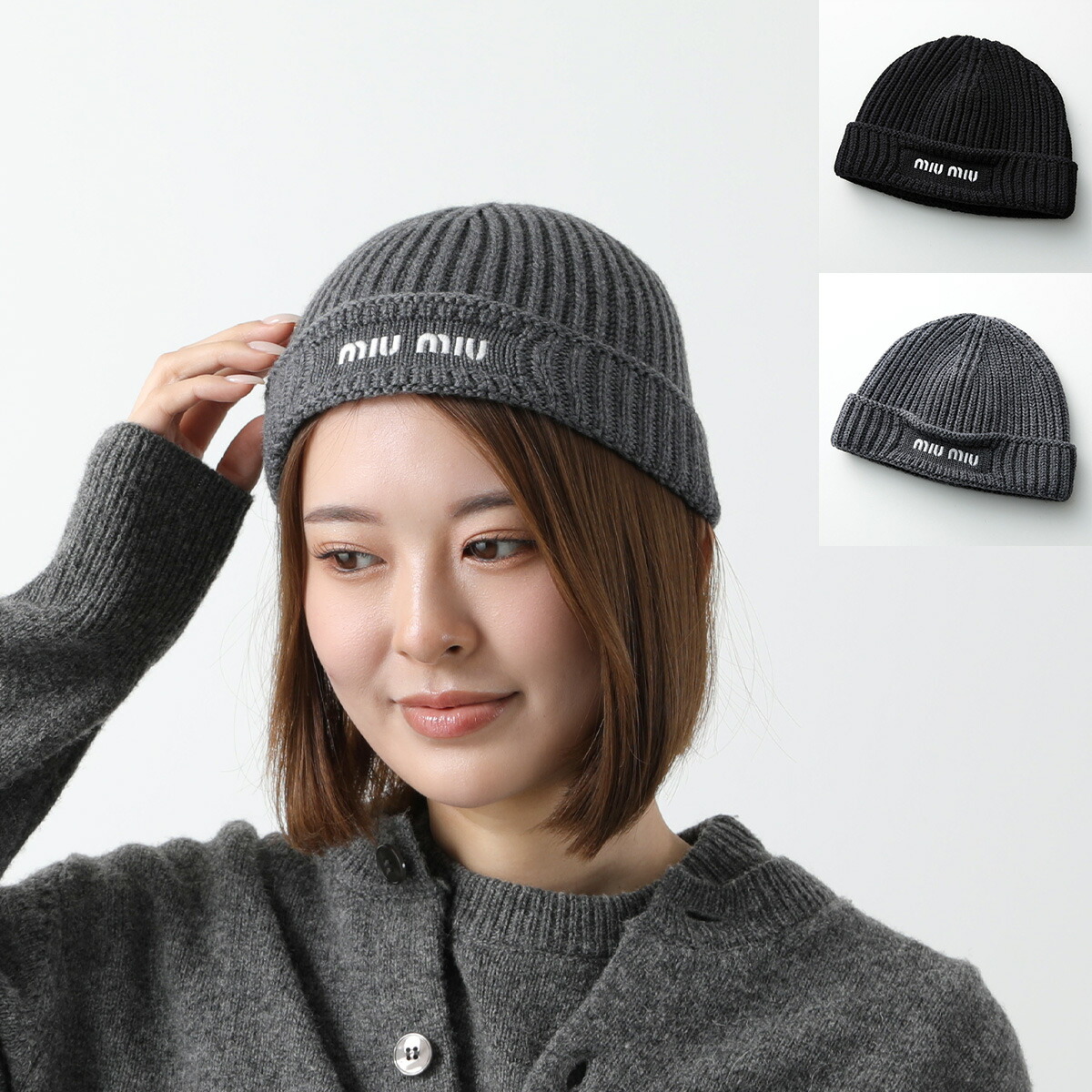 楽天市場】MIUMIU ミュウミュウ ニット帽 5HC375 2CSF レディース