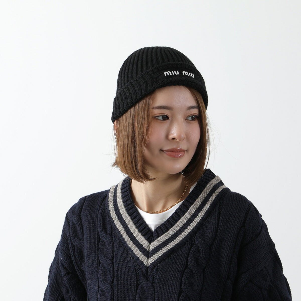 楽天市場】MIUMIU ミュウミュウ ニット帽 5HC375 2CSF レディース