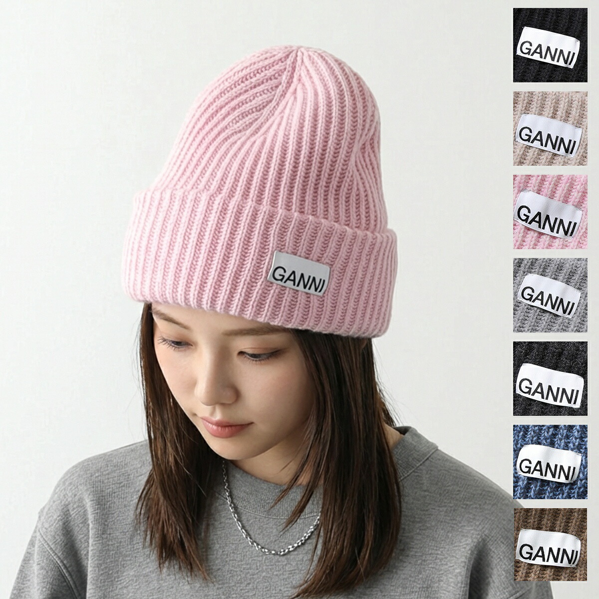 楽天市場】GANNI ガニー ニット帽 Structured Rib Beanie A4429 A6051