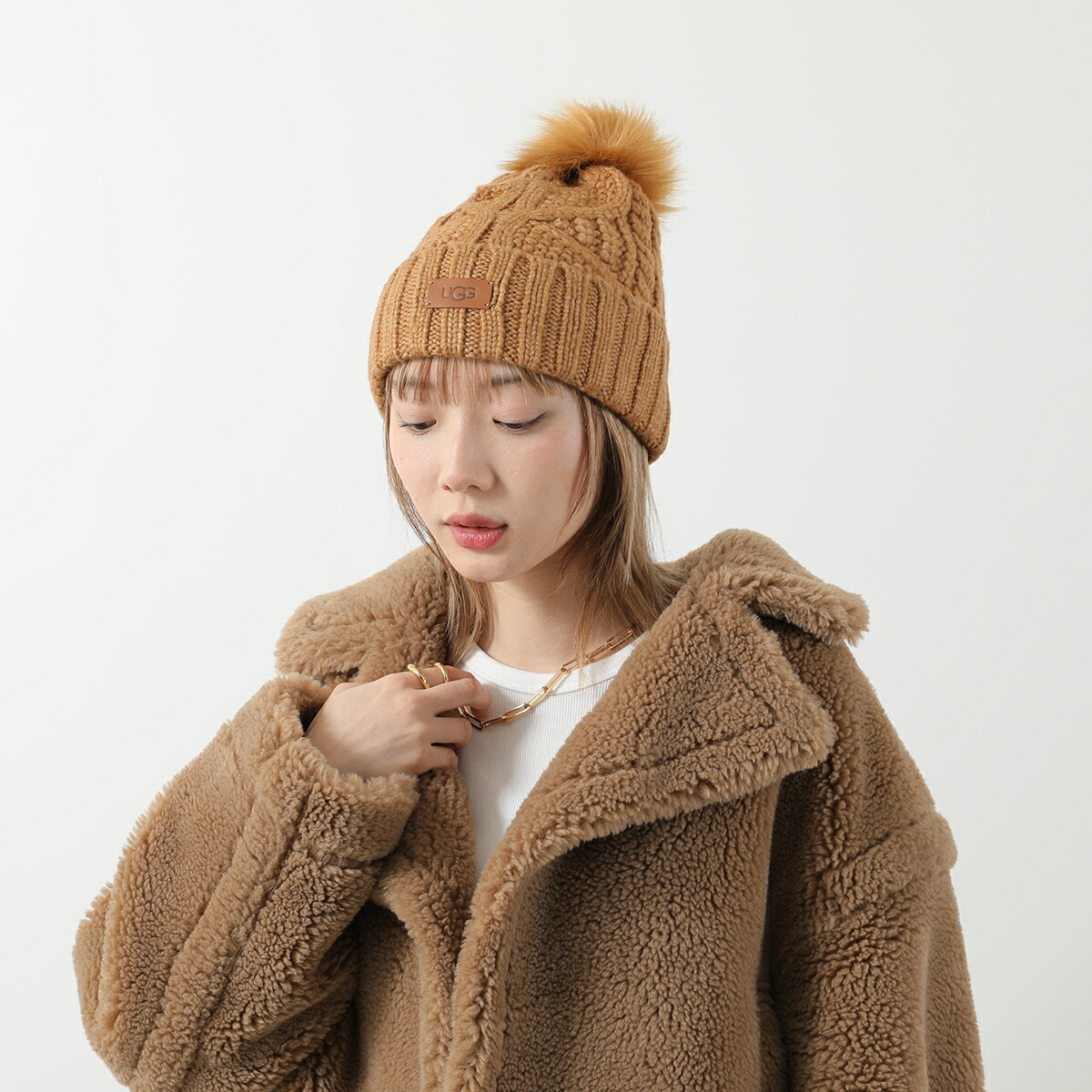 楽天市場】UGG アグ ニット帽 Cable Beanie with Pom ケーブル