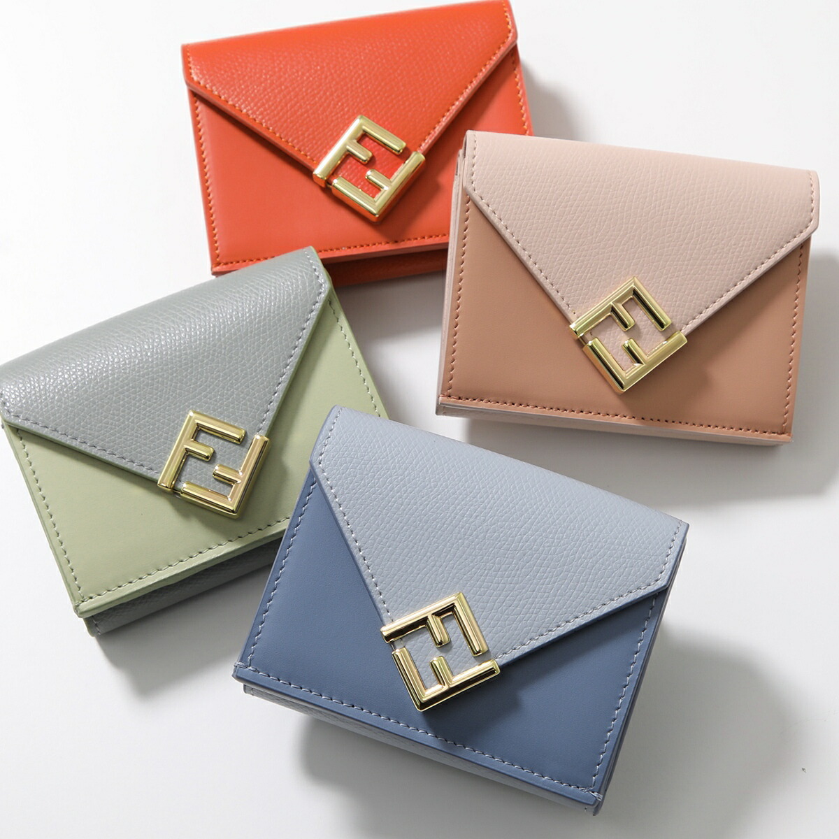 フェンディ 三つ折り財布 FFダイヤモンドウォレット グレー グレージュ