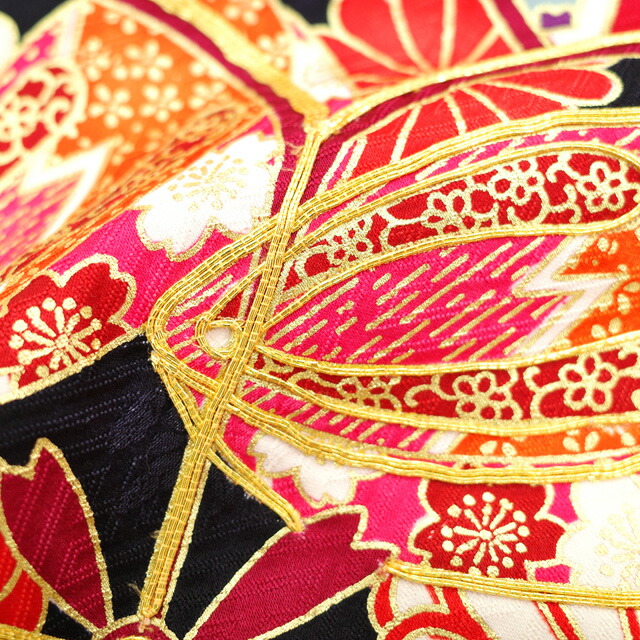 楽天市場】【中古】 振袖 リサイクル着物 正絹 袷 金駒刺繍 金彩加工