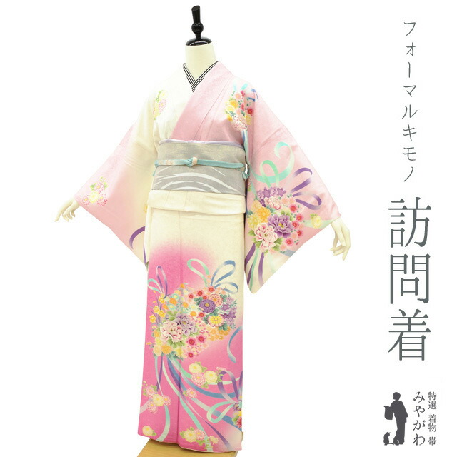 楽天市場】【中古】 訪問着 リサイクル着物 正絹 袷 刺繍 ピンク オフ