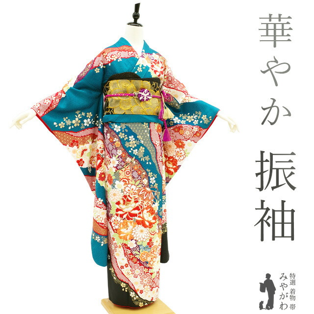 楽天市場】【中古】 振袖 リサイクル 着物 正絹 袷 金彩加工 濃