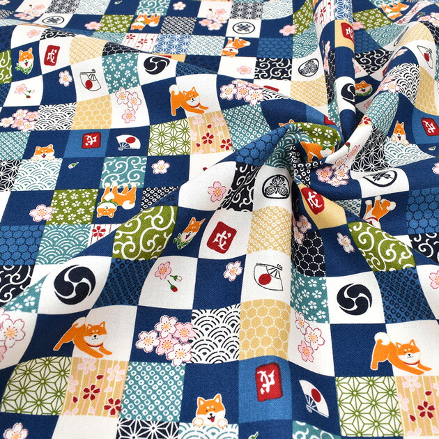 楽天市場】（完売しました）シーチング 生地 柴 と 市松 □ おさんぽ日