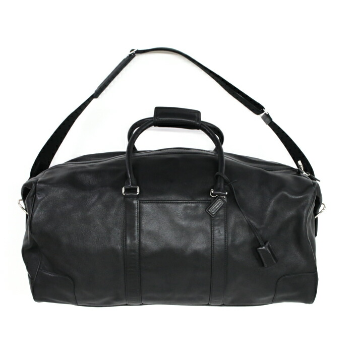 コーチ】ボストンバッグ 大容量 レザー切替 ショルダー紐付 黒 コーチ