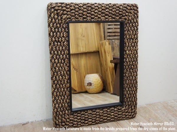ウォーターヒヤシンス 額縁風インテリアミラー