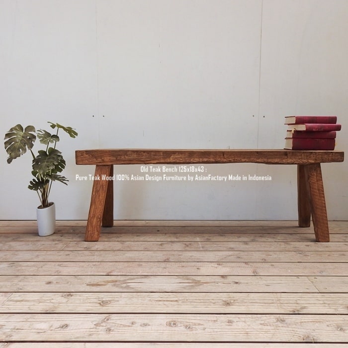 楽天市場】一点物 オールドチーク スツール 125cm 木製 ベンチ 木