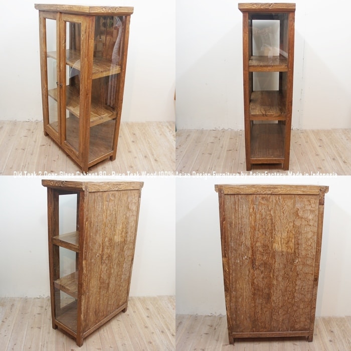 楽天市場】【送料無料】オールドチーク無垢材 ガラスキャビネット2D