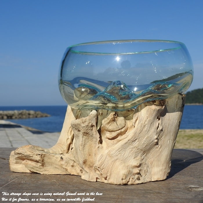 楽天市場】選べる 流木ガラスオブジェ B13 花瓶 アクアリウム