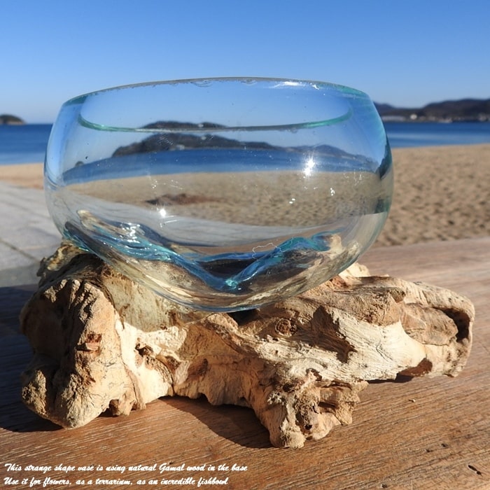 流木ガラスオブジェ特大H 花瓶 金魚鉢 テラリウム フラワーポット 水槽