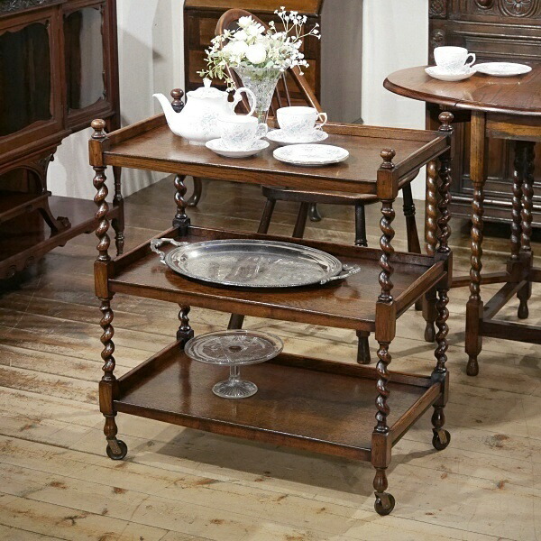 英国 England イギリスアンティーク家具 トローリー 3段 ワゴン