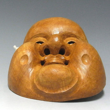 楽天市場】楠面 古色お多福面 おたふく おかめ 木彫り お面 壁掛け用