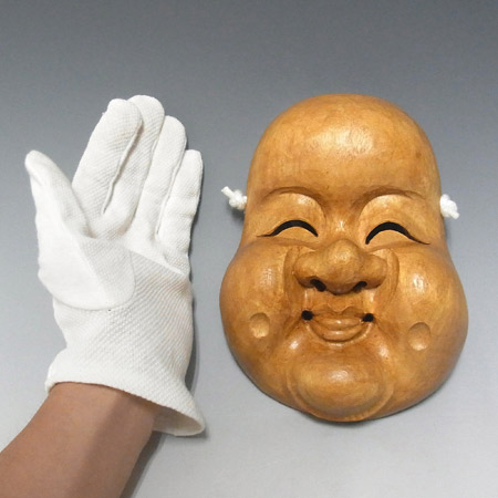 楽天市場】楠面 古色お多福面 おたふく おかめ 木彫り お面 壁掛け用