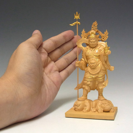 楽天市場】木彫り 仏像 金彩毘沙門天 立像 高さ11.5cm 柘植製 本格ミニ
