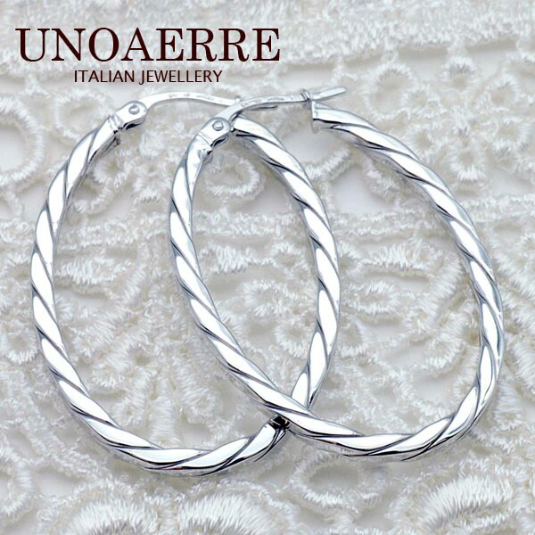 楽天市場】ウノアエレ【UNOAERRE】K18ホワイトゴールド フープピアス