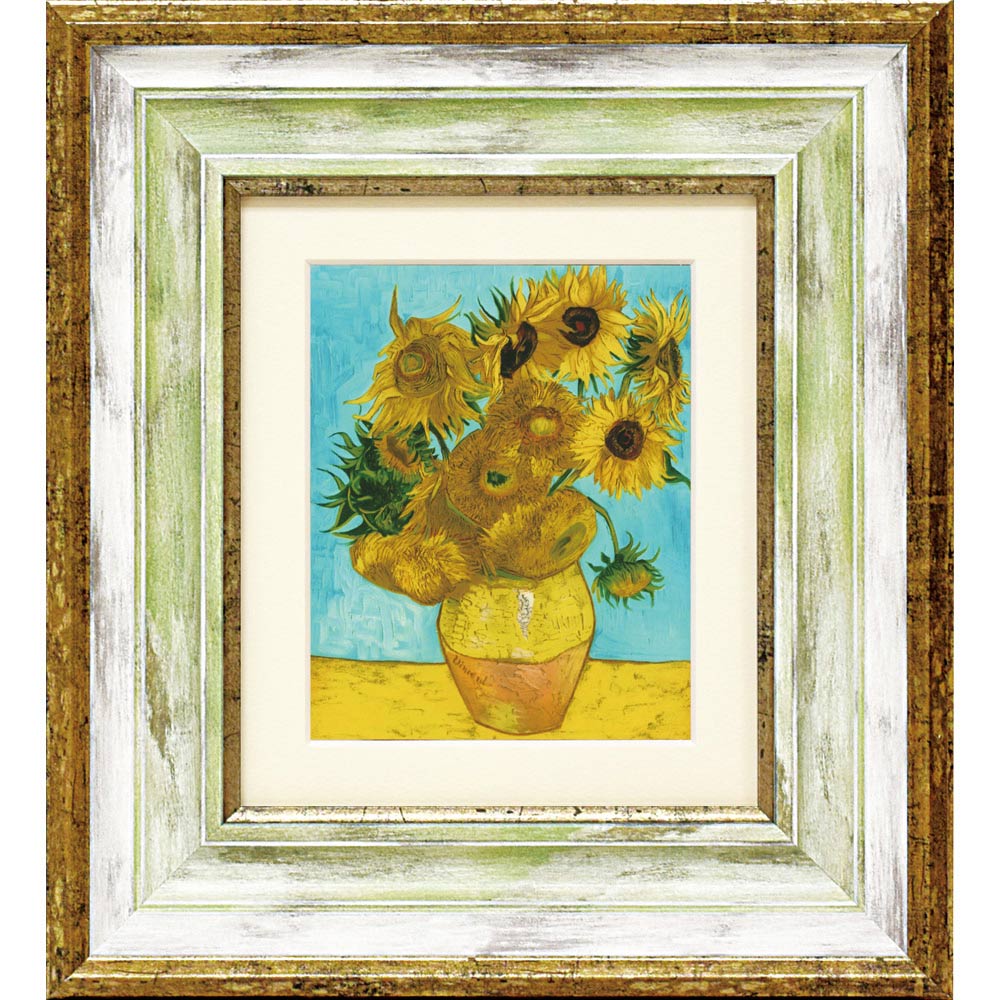 ひまわり 油彩画 金色フレーム 額縁付き 【公式通販】