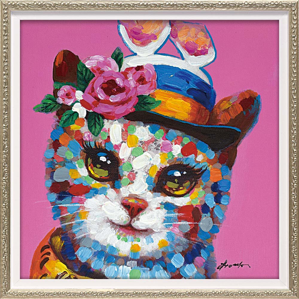 楽天市場】絵画 オイル ペイント アート フェアレディ キャット（S