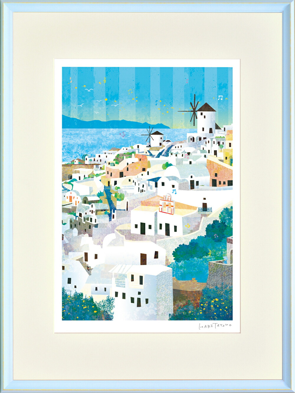 楽天市場】絵画 はり たつお エーゲ海とサントリーニ島（大全紙