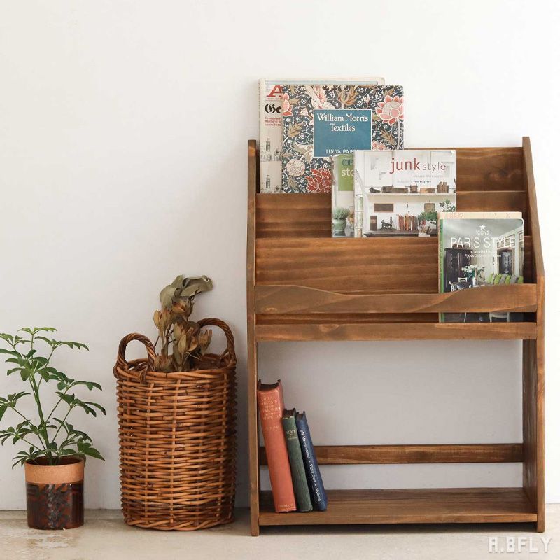 楽天市場】木製 マガジンラック ハンドメイド ウッド 本棚 パイン材