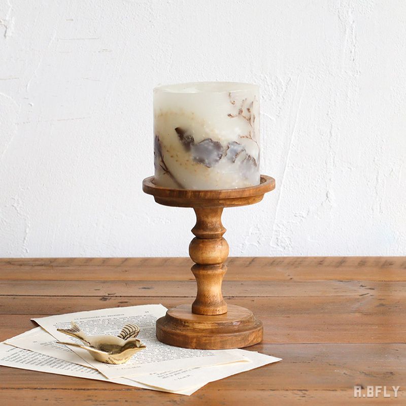 50s ヴィンテージ*古いウッド キャンドルスタンド*木製 無垢材 燭台