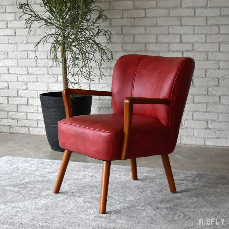 ⭐️アンティークレザースタッズバーガンディ レザー 1人掛け アームチェア