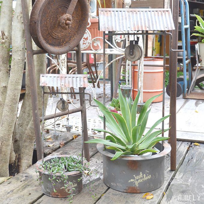 楽天市場】プランター 滑車 錆 シャビーテイスト アンティーク