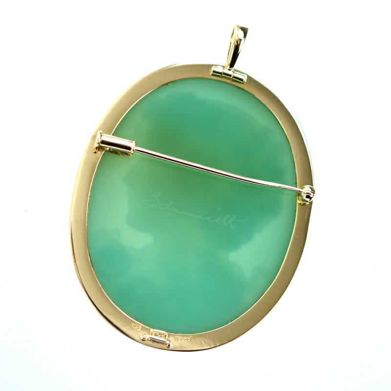 2WAY K18 YG カメオ ブローチ ペンダントトップ 鑑別書付