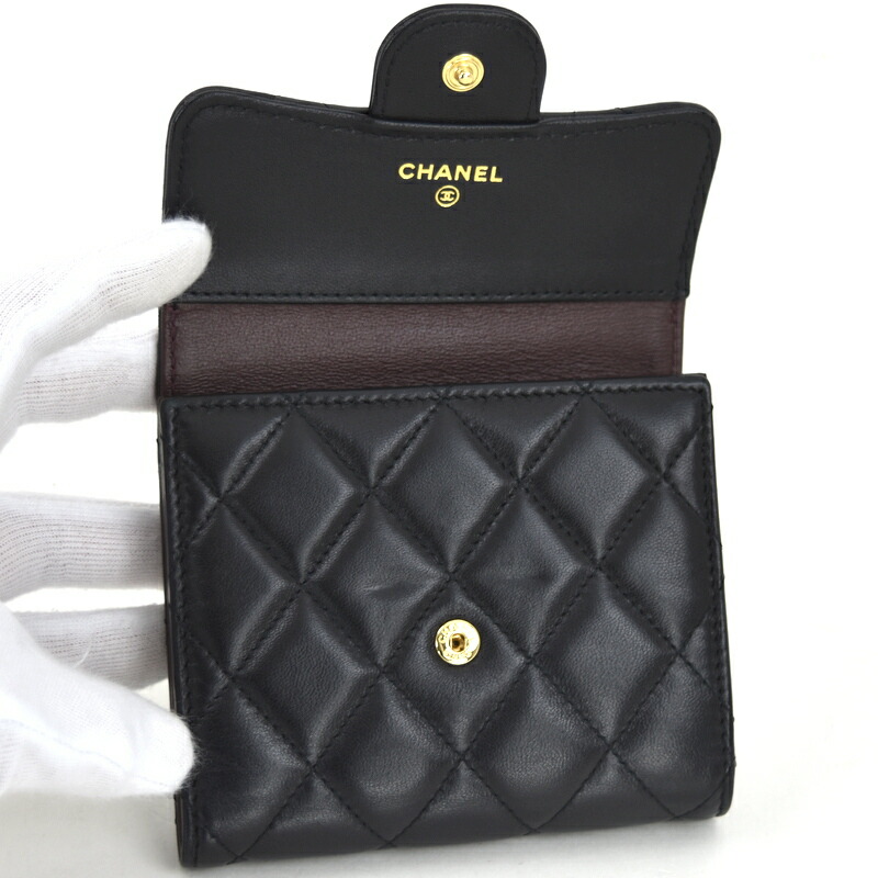 楽天市場】シャネル 財布 レディース 三つ折り財布 ラムスキン レザー