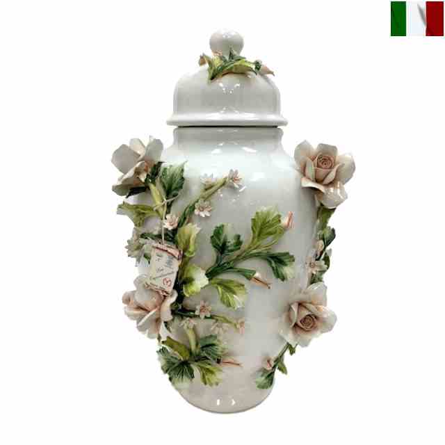 1260552g【イタリア製 カポディモンテ 陶花 オブジェ】陶器製