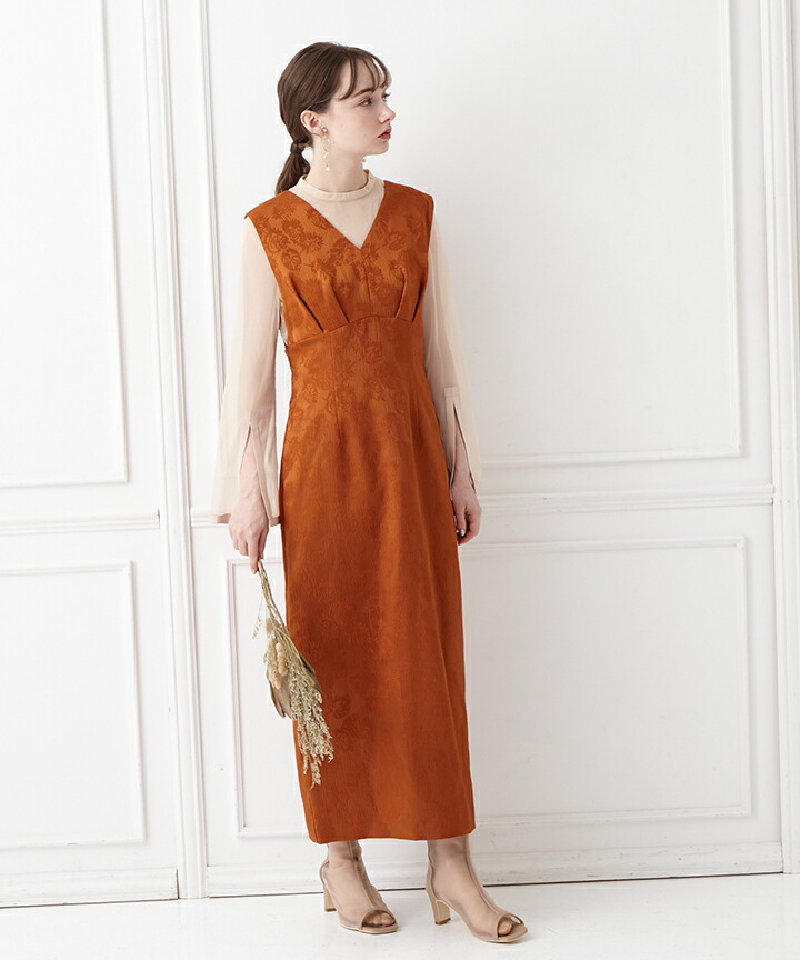 楽天市場】チュールブラウス付きジャカードIラインドレス【エメ 結婚式