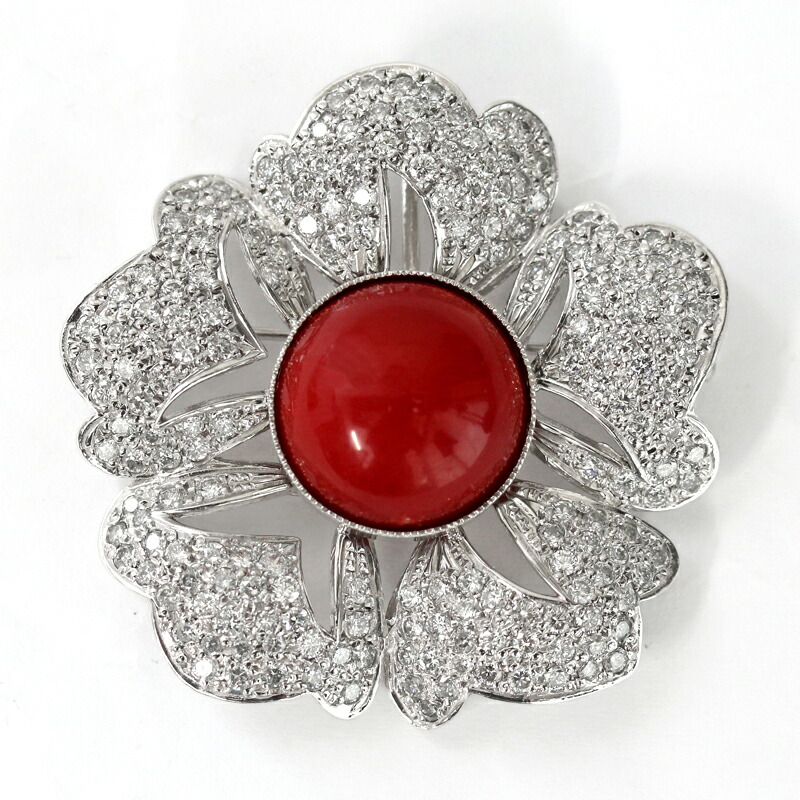 インディアンジュエリー 真っ赤な赤珊瑚 ペンダント ピンブローチ