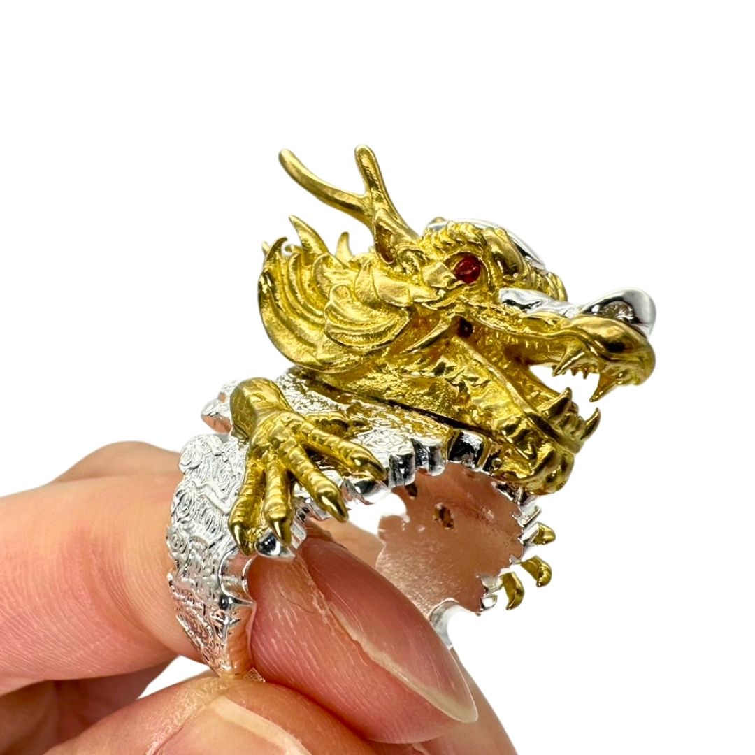 楽天市場】【在庫限り】リング 龍銀紋環 白銀龍の指輪 龍 竜 幸運 風水