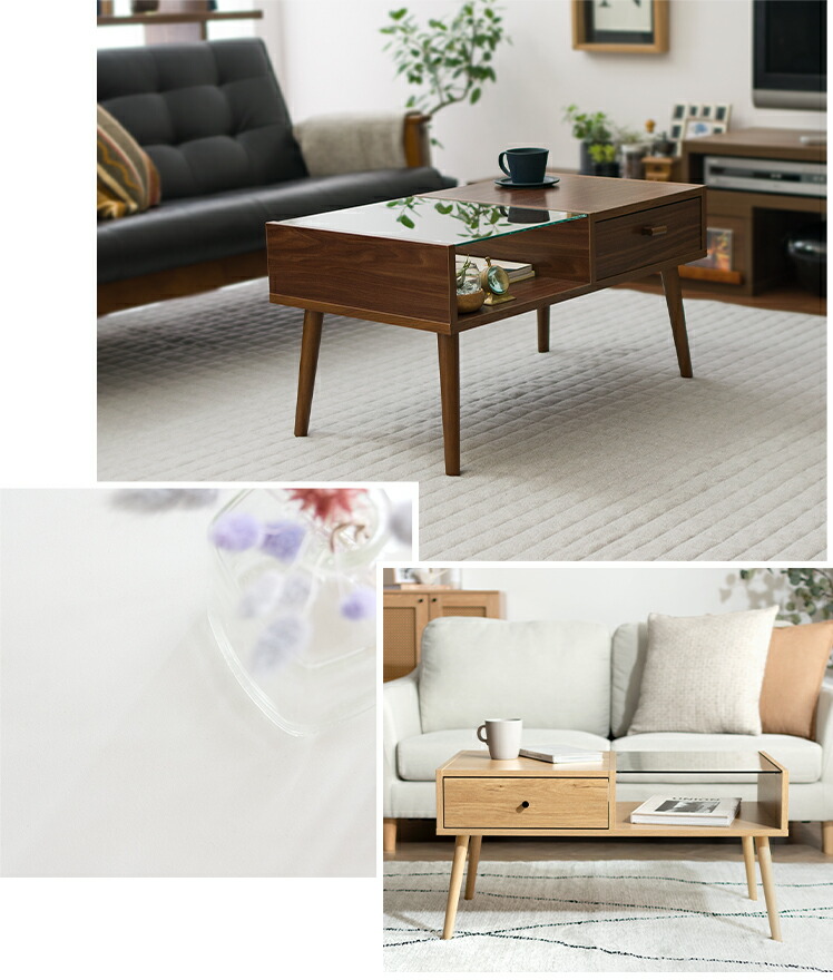 楽天市場】ローテーブル テーブル ガラス 収納 ガラステーブル 北欧