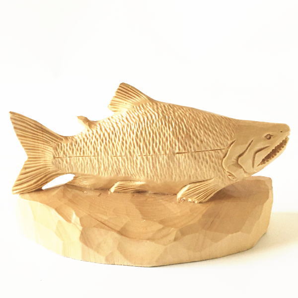 楽天市場】一品作 魚の木彫り 鮭の木彫り 【305】 北海道 きぼり