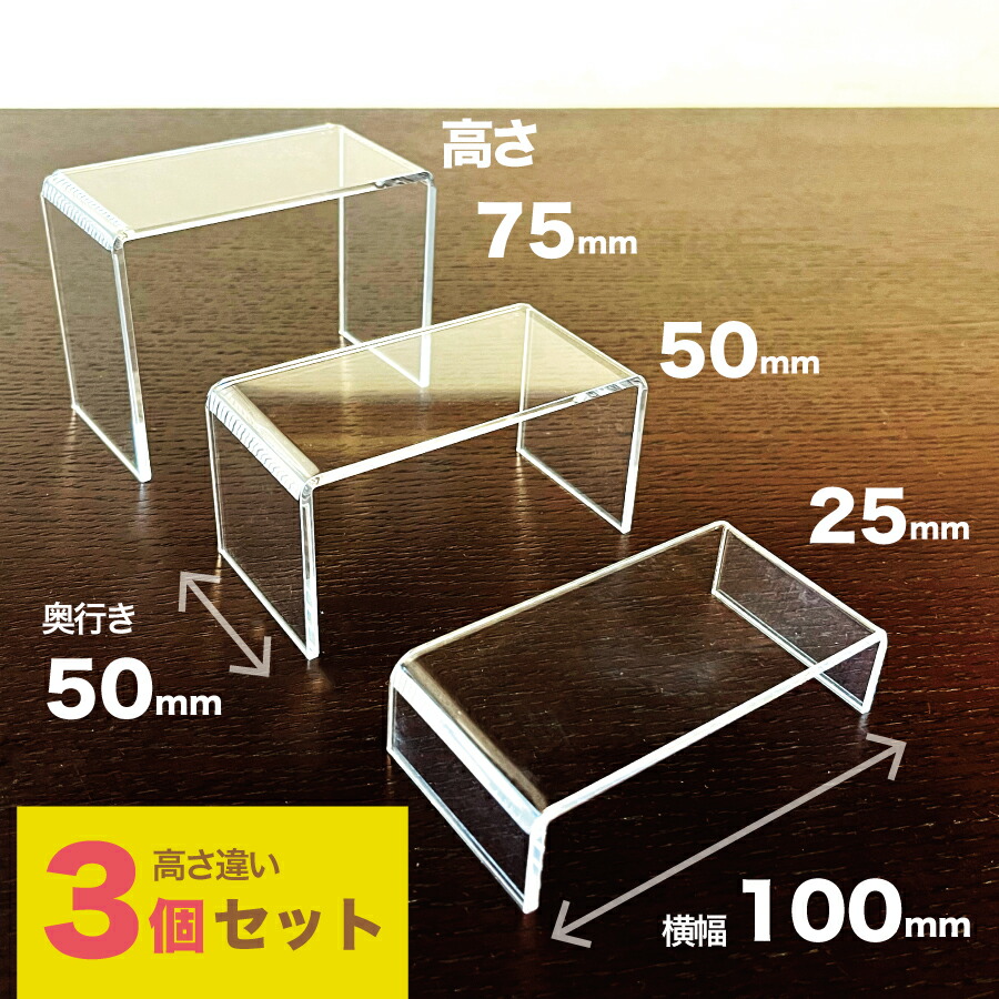 楽天市場】アクリルスタンド コの字(100幅x高さ違い3セット) 透明 展示
