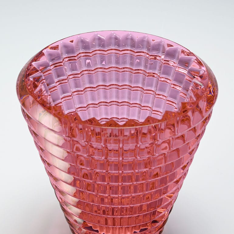 バカラピンクカメオ花紋花瓶フラワーベース