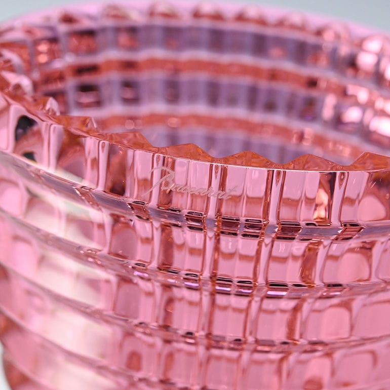 バカラピンクカメオ花紋花瓶フラワーベース