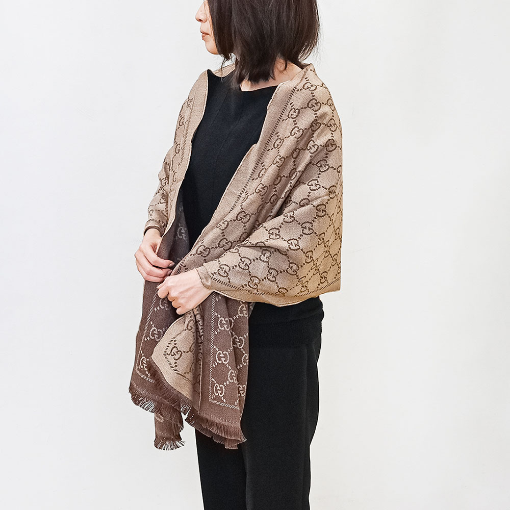 GUCCI マフラー トラ柄 ベージュ 名入れ無料】 グッチ GUCCI ストール