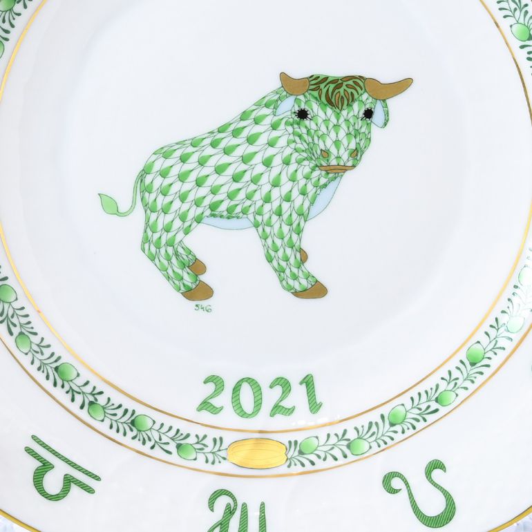 楽天市場】純正BOX付 ヘレンド イヤーズプレート 絵皿 2021年 干支 牛