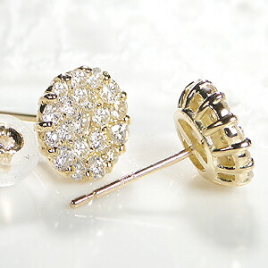 楽天市場】K18YG【0.7ct】ダイヤモンド パヴェ ピアススタッドピアス