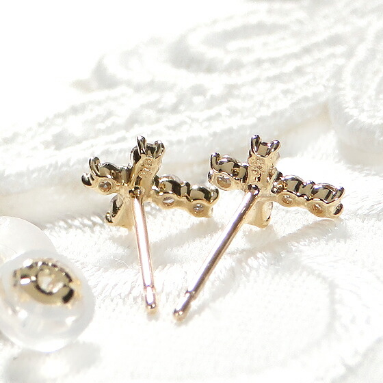 楽天市場】K18YG【0.20ct】クロス ダイヤモンド ピアスダイヤピアス