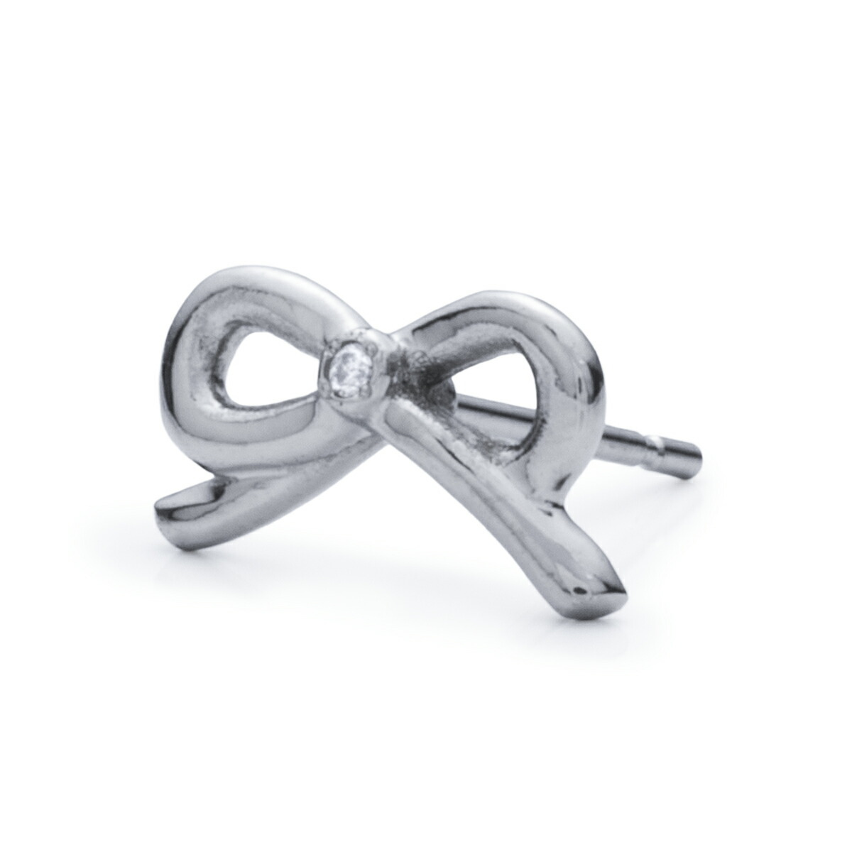 リボンモチーフチタンポストピアス Ribbon 天然ダイヤモンド [E0157
