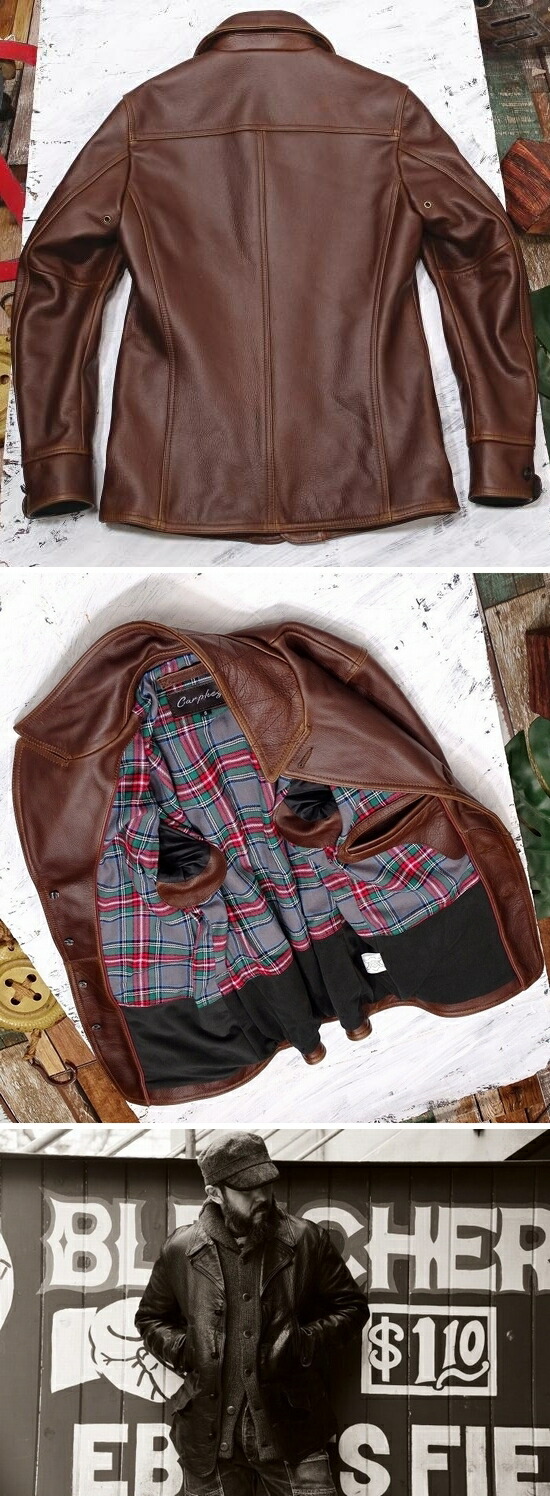 楽天市場】少量生産 革ジャン本革 牛革 コートメンズ レザージャケット