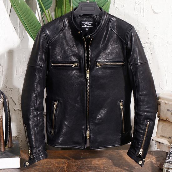 vintage】牛革 本革 カウハイドレザーシングルライダースジャケット 黒