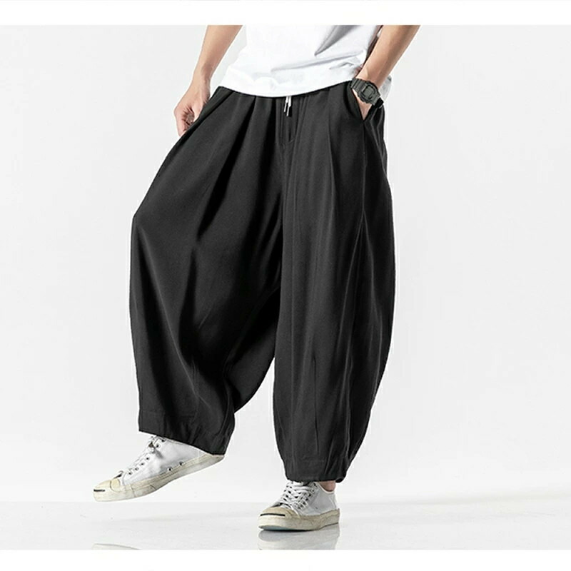 ganryu ブラックネイビー サルエルパンツ ワイドパンツ ganryu