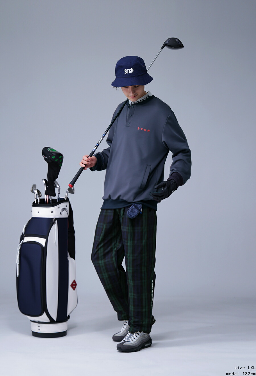 楽天市場】再入荷予定有!ANTIQUA GOLF×STCH チェックパンツ メンズ