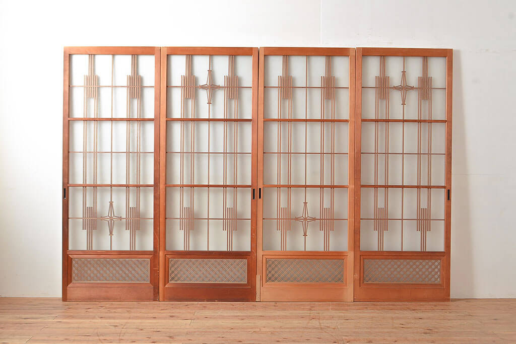 楽天市場】▽現状販売▽ アンティーク建具 ガラス戸 4枚 セット 引き戸